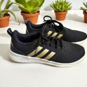 Adidas Sneakers in Black Gold 7.5 Womens Shoes Athletic Tennis Shoe Slip On Tie